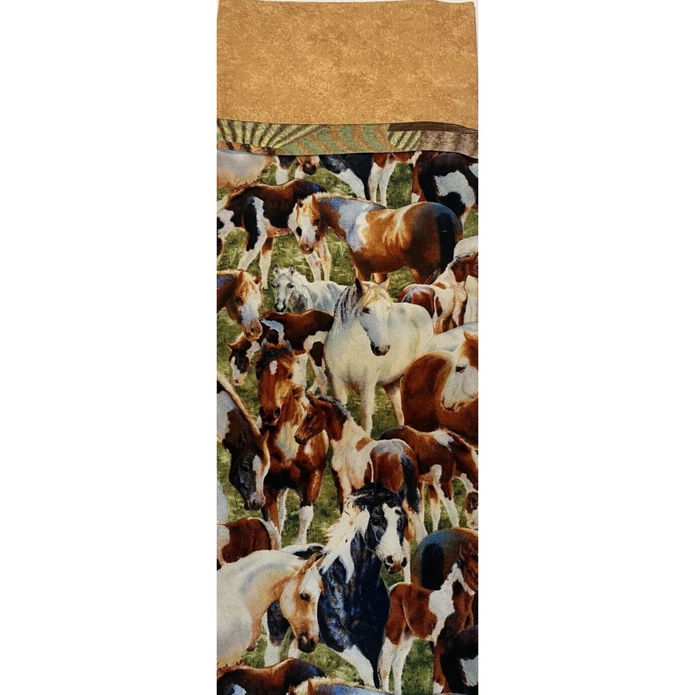 Custom Contrasting Print Pillowcase 100% Cotton French Seams Horses Rustic Decor